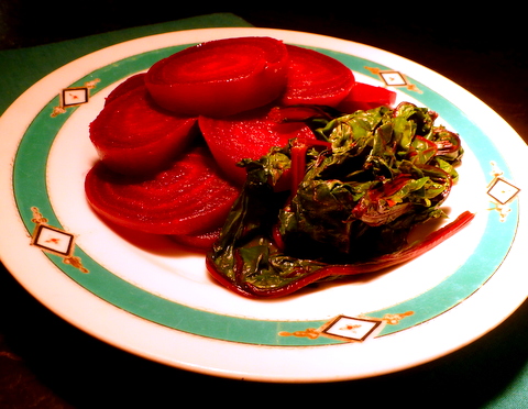 Don't throw out the beet greens, they are so delicious with the beet roots.