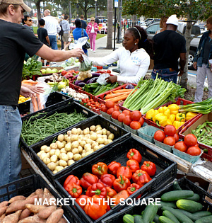 Your local market on the square is a great place to start vegetable and fruit shopping for the week.