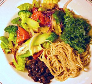 Plant based meals do not have to be boring. This plate of food has lots of different tastes and textures for the palate.